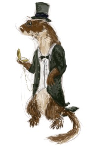A well dressed weasel, looks like a gentelman, indeed.